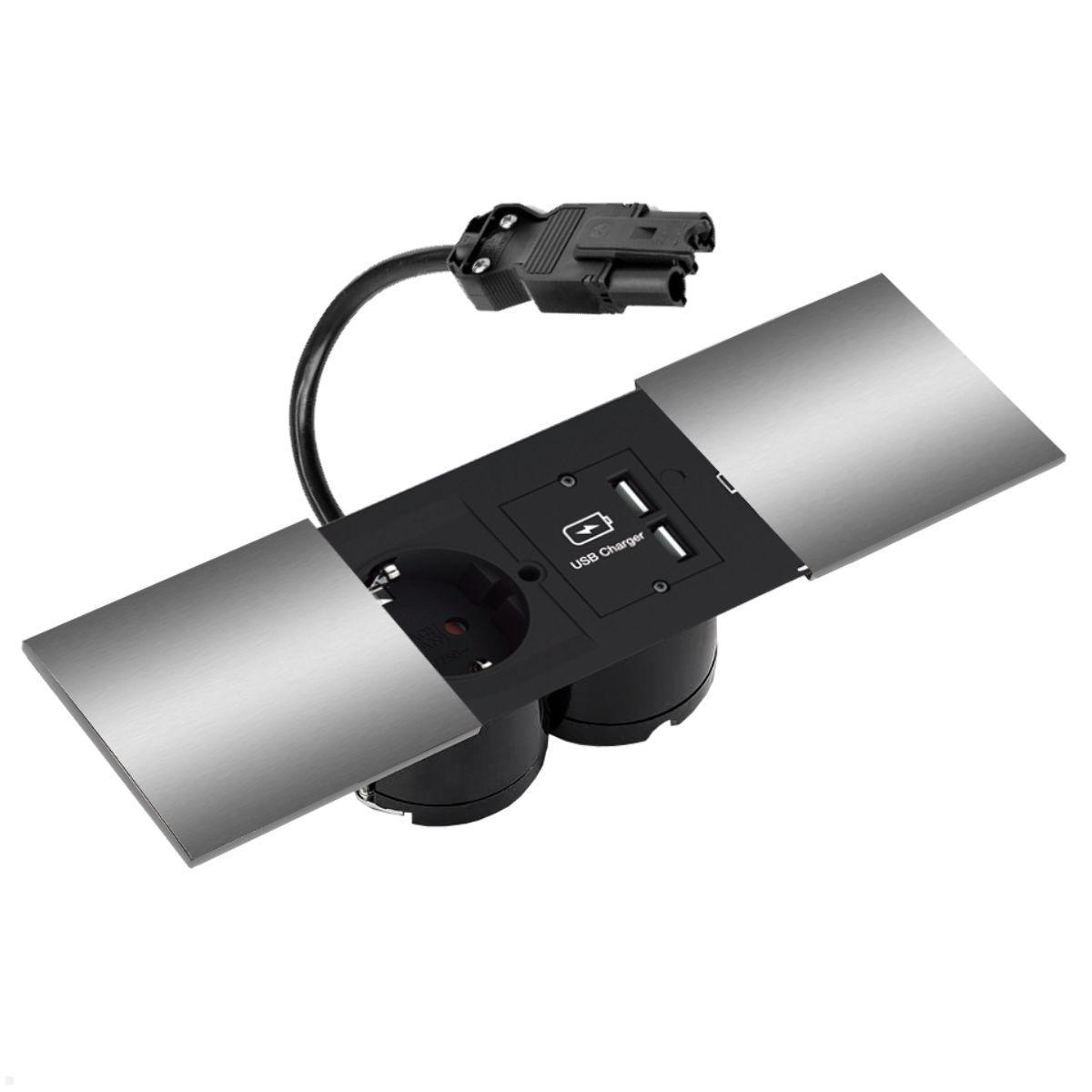 Bachmann DUE Steckdose USB-Charger A/A, Deckel, Edelstahl (929.040DE) Bachmann DUE Steckdose USB-Charger A/A, Deckel, Edelstahl (929.040DE)