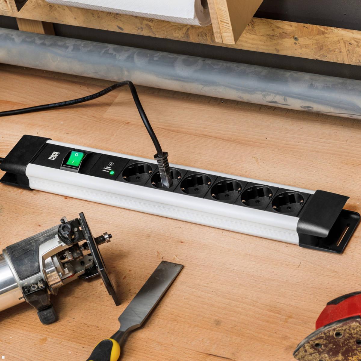 Bachmann CONNECTUS 6x Steckdose, 1x Fußtrittschalter, 2m Zuleitung (BM005907), Werkstatt Nutzung