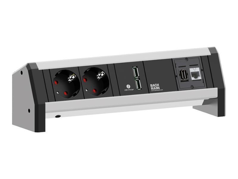 Bachmann DESK 1 2x Steckdose mit USB-Charger 1x HDMI 1x CAT6 902.01821 Bachmann DESK 1 2x Steckdose mit USB-Charger 1x HDMI 1x CAT6 902.01821