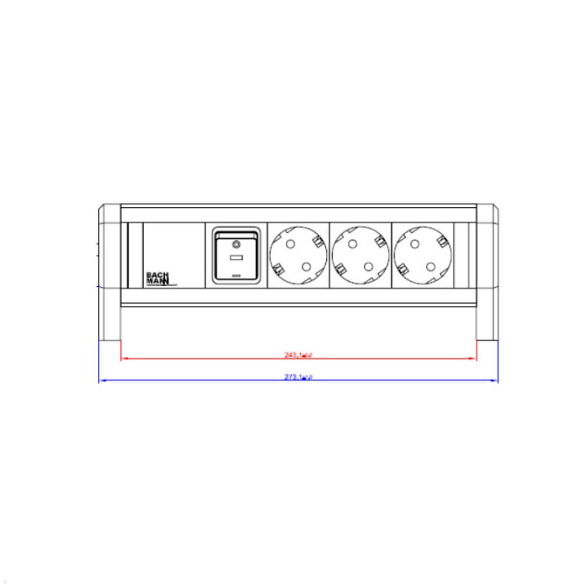 Bachmann DESK 1 - 3x Steckdose 1x Schalter grün (902.194), Maße