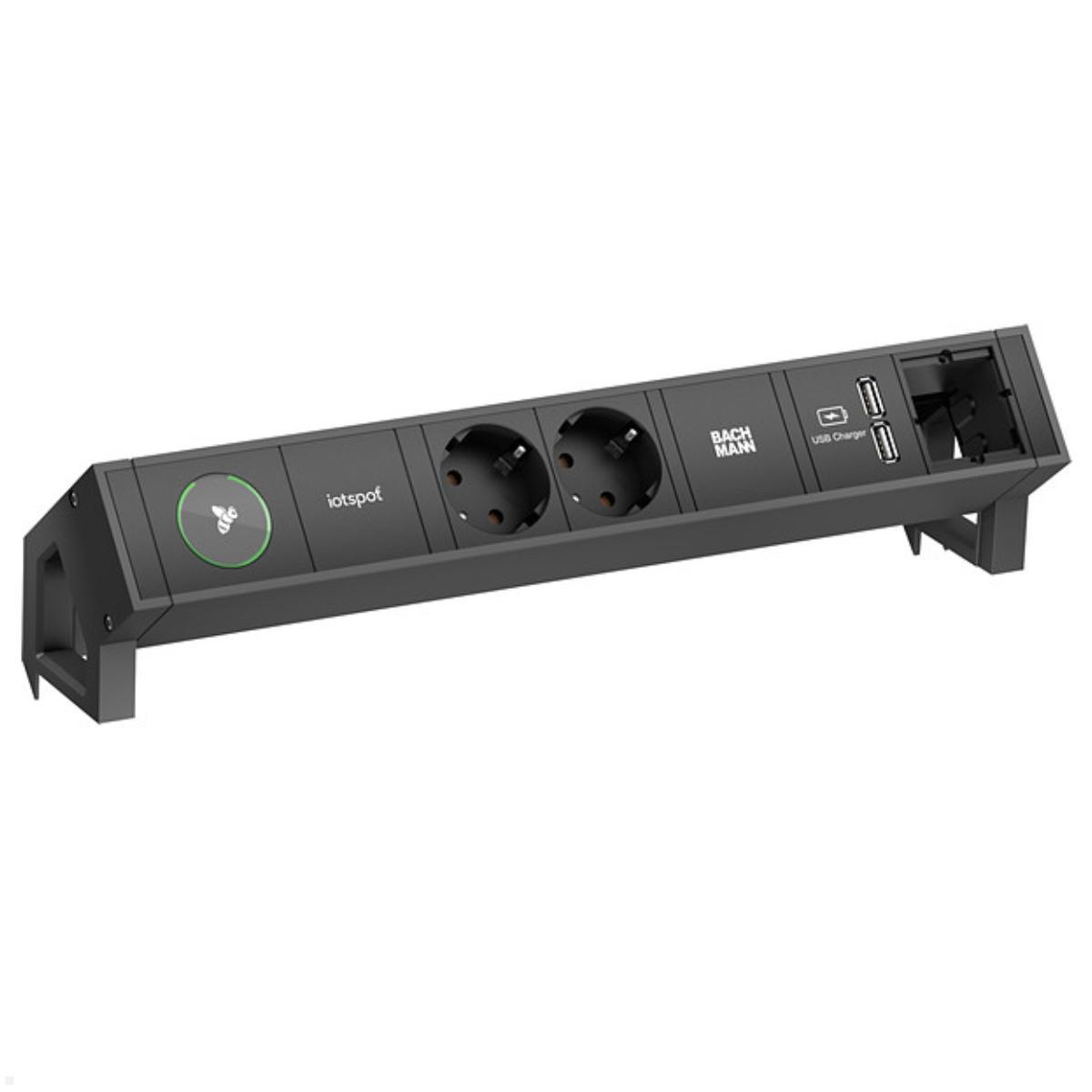 Bachmann Desk 2 - 2x Steckdose mit iotspot, USB-Charger A/A, Custom Modul, schwarz (902.801)