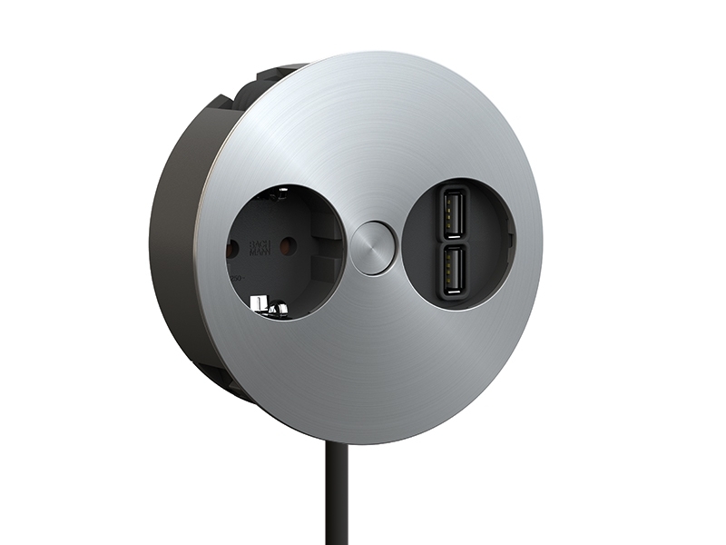 Bachmann Twist 1x Steckdose, 1x USB Charger (931.031) Edelstahl-Optik Bachmann Twist 1x Steckdose, 1x USB Charger (931.031) Edelstahl-Optik