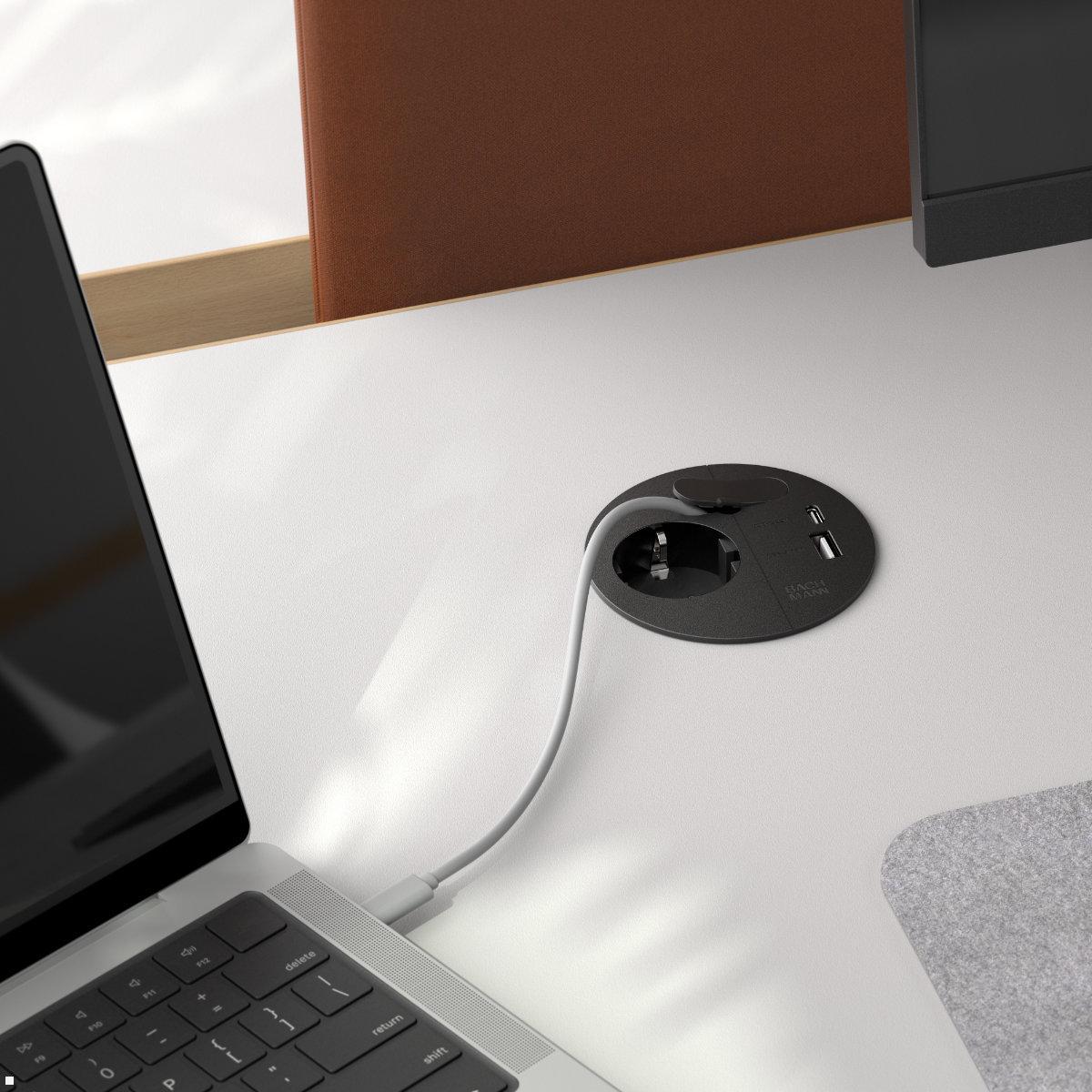 Bachmann LOOP IN CHARGE Steckdose USB A/C Montagestecker, schwarz (938.203), Kabeldurchlass Bachmann LOOP IN CHARGE Steckdose USB A/C Montagestecker, schwarz (938.203), Kabeldurchlass