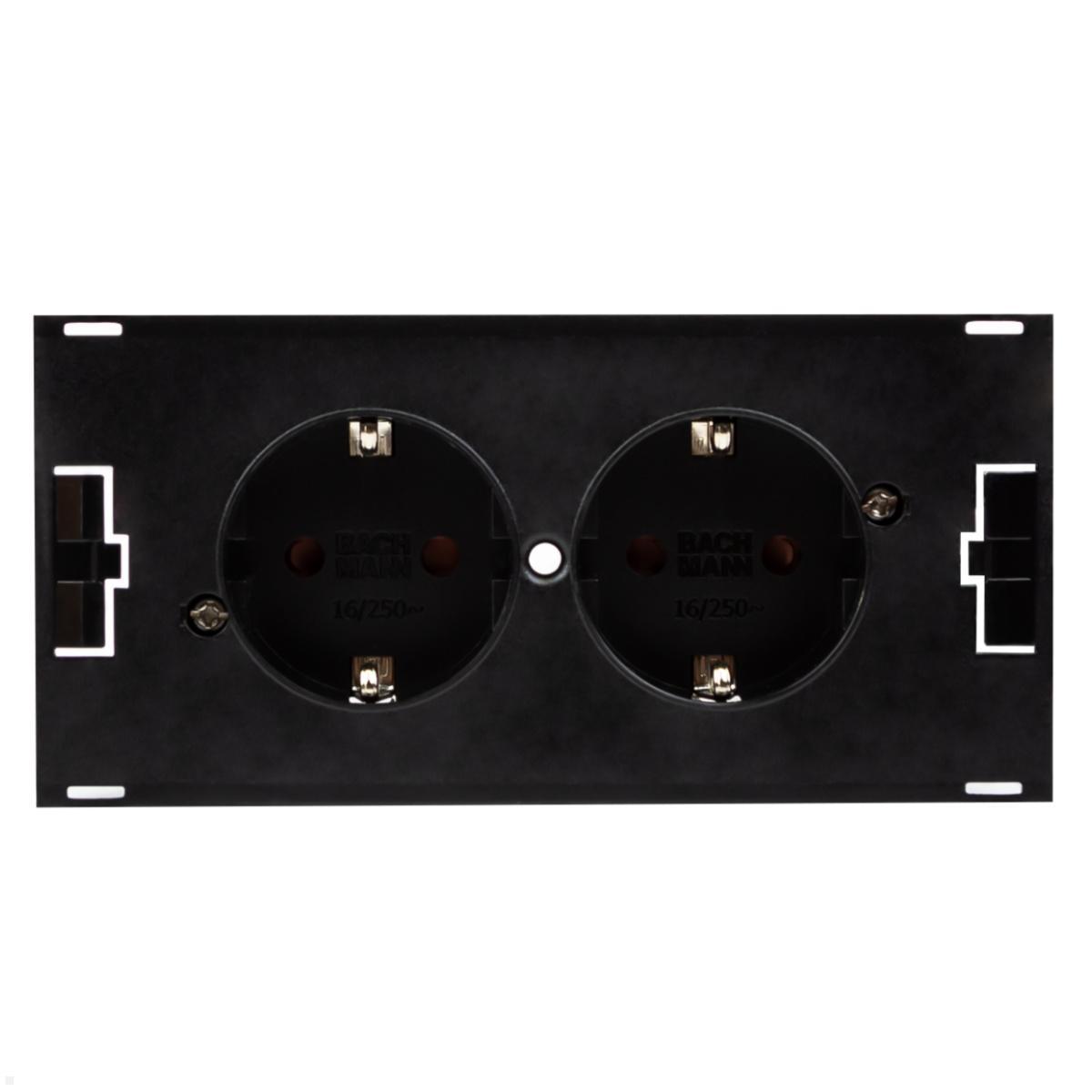 Bachmann DUE 2-fach Steckdose mit Zuleitung, Deckel schwarz (929.000DB), Schutzkontaktsteckdosen Bachmann DUE 2-fach Steckdose mit Zuleitung, Deckel schwarz (929.000DB), Schutzkontaktsteckdosen