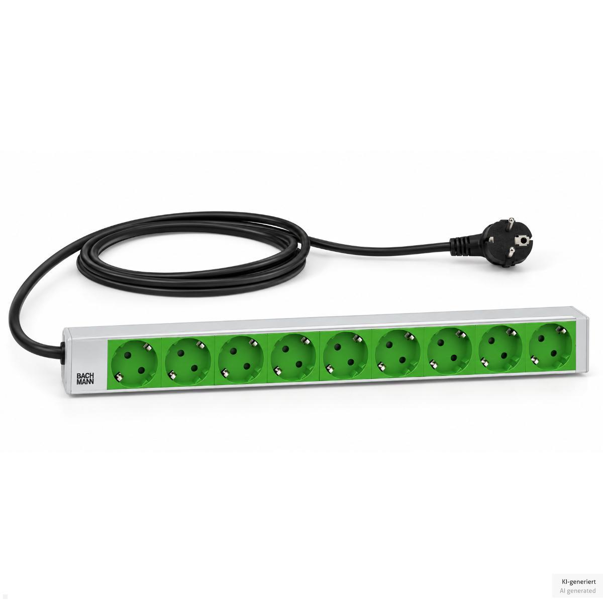 Bachmann IT PDU 19Zoll Steckdosenleiste 9x Steckdose Töpfe grün (800.3479), 19" Rack-Steckdosenleiste