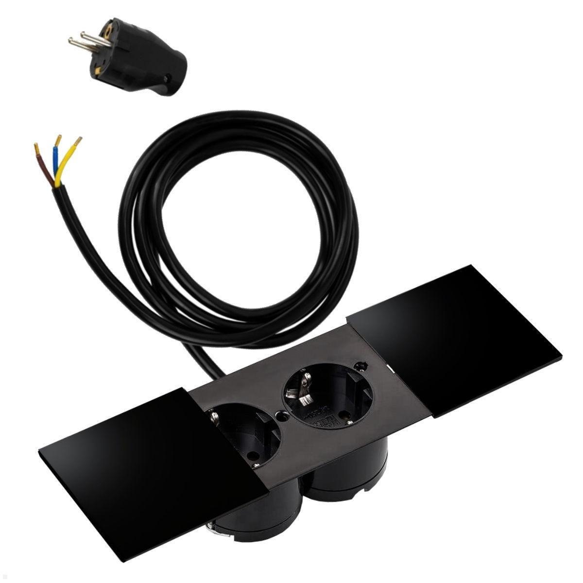 Bachmann DUE 2-fach Steckdose mit Zuleitung, Deckel schwarz (929.000DB) Bachmann DUE 2-fach Steckdose mit Zuleitung, Deckel schwarz (929.000DB)