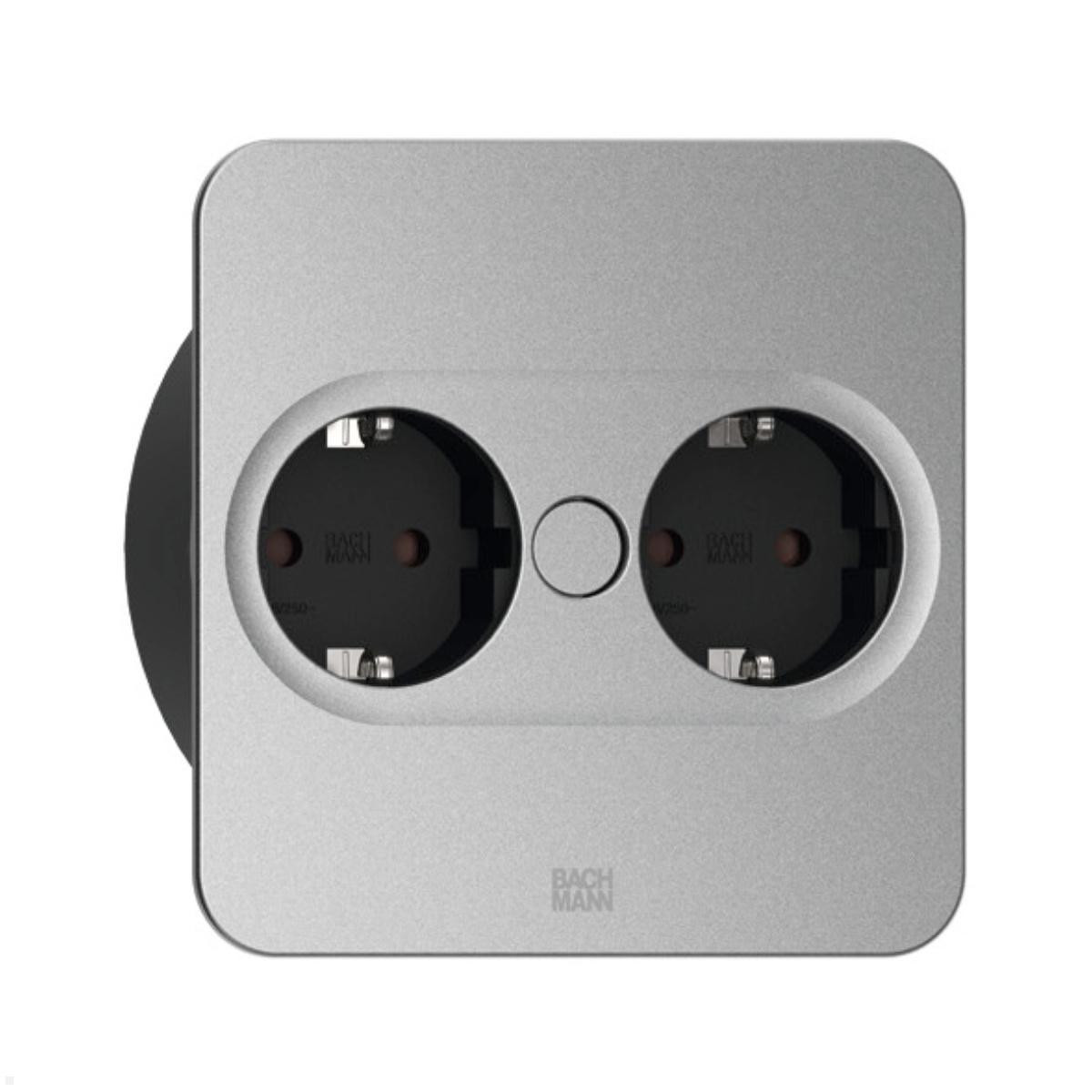 Bachmann TWIST 2 2x Steckdose, eckig (946.009) silber Bachmann TWIST 2 2x Steckdose, eckig (946.009) silber