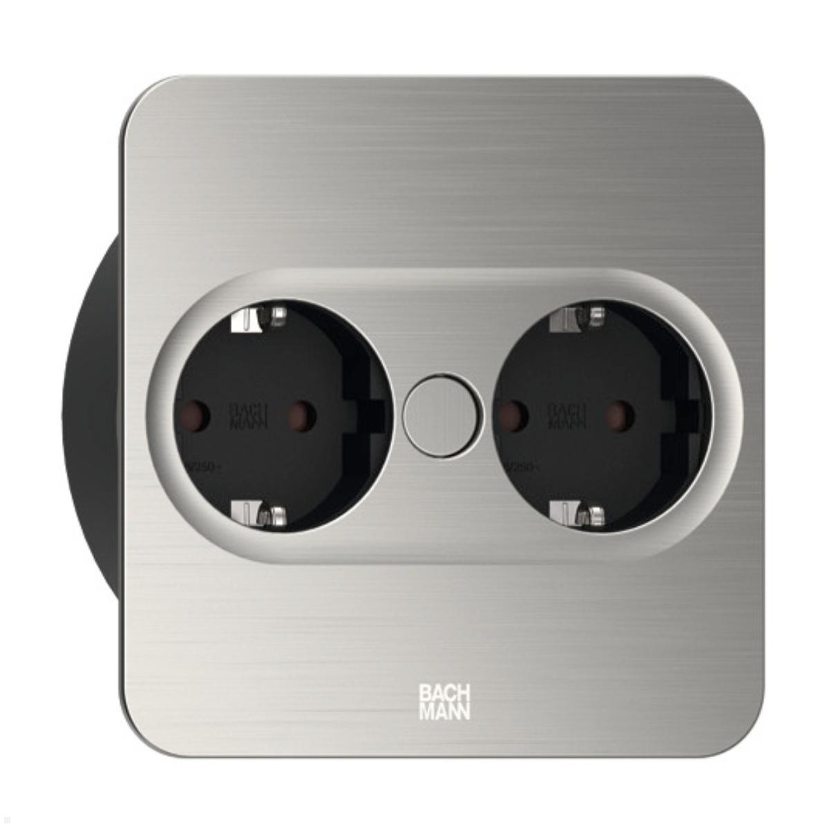 Bachmann TWIST 2 2x Steckdose, eckig (946.001) Edelstahl-Optik Bachmann TWIST 2 2x Steckdose, eckig (946.001) Edelstahl-Optik