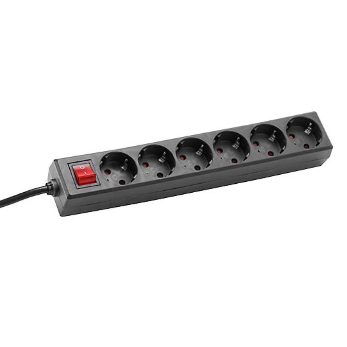 Bachmann SELLY 6-fach Steckdosenleiste mit Schalter, 1,5m Zuleitung, schwarz 381.144S