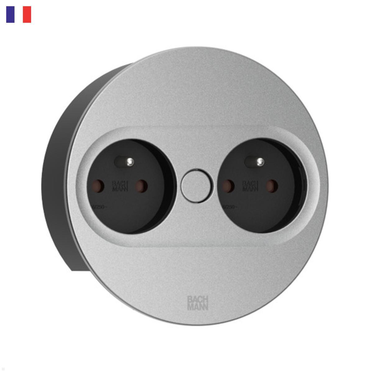 Bachmann TWIST 2 2x FR Steckdose UTE, rund (946.010) silber  Bachmann TWIST 2 2x FR Steckdose UTE, rund (946.010) silber