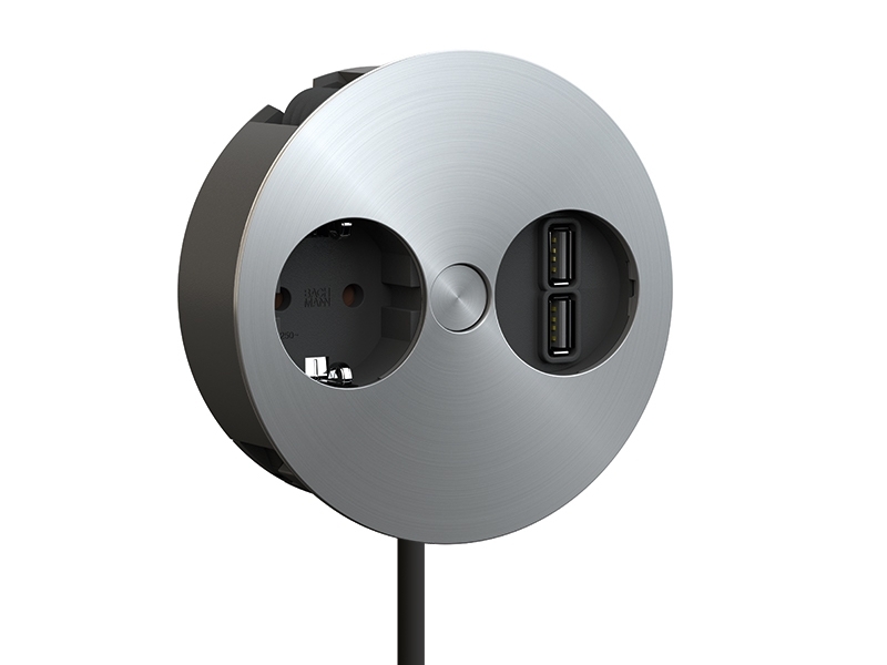 Bachmann Twist 1x Steckdose, 1x USB Charger (931.033) Chrom matt Bachmann Twist 1x Steckdose, 1x USB Charger (931.033) Chrom matt