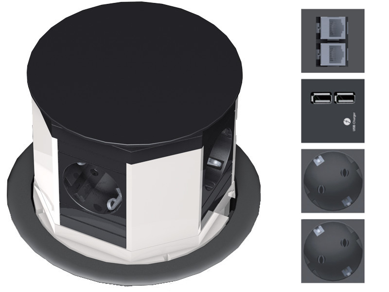 Bachmann LIFT 904.0001 2x Schuko 2x CAT6 2x USB Charger